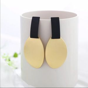 Gold and black geometric drop earrings